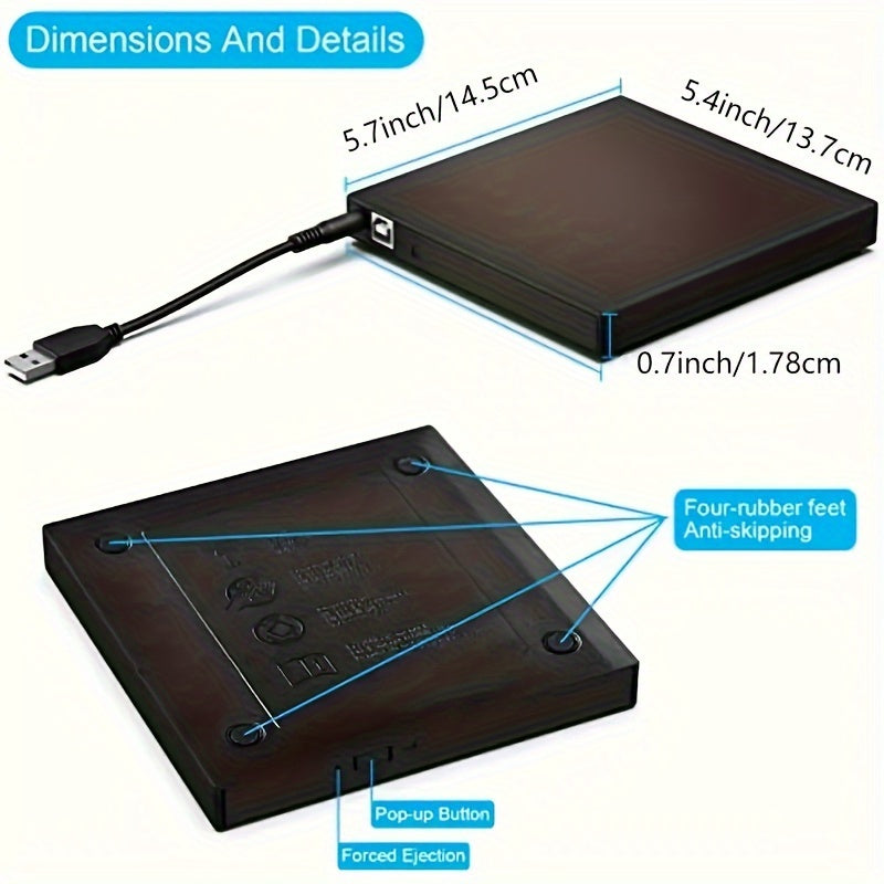 Unidade Externa de CD, DVD, USB 2.0, Portátil