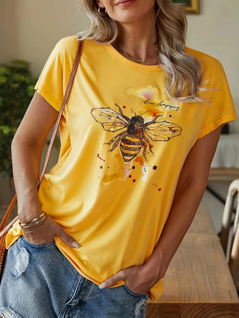 T-Shirt Feminina Casual Abelinha